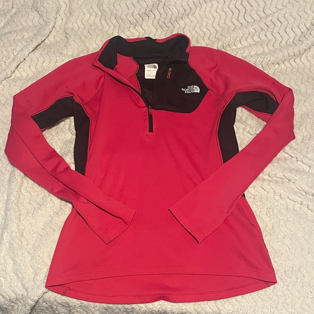 The North Face hot pink and Black Half-Zip Top small